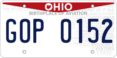 OH license plate GOP0152