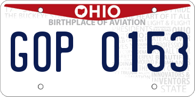 OH license plate GOP0153