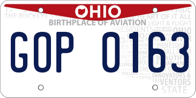 OH license plate GOP0163