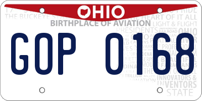 OH license plate GOP0168