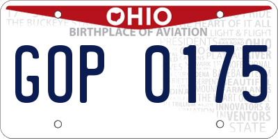 OH license plate GOP0175