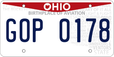 OH license plate GOP0178