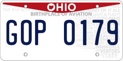 OH license plate GOP0179