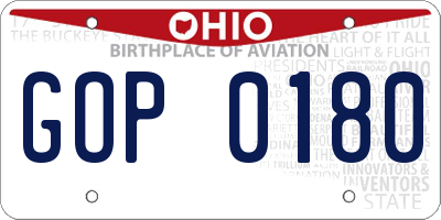 OH license plate GOP0180