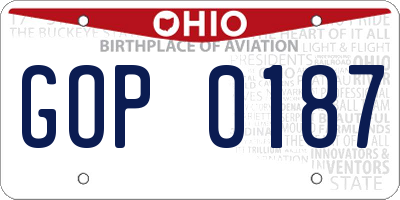 OH license plate GOP0187