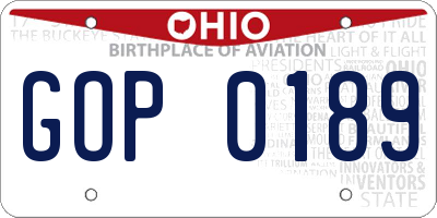 OH license plate GOP0189