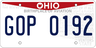 OH license plate GOP0192