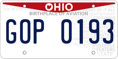 OH license plate GOP0193