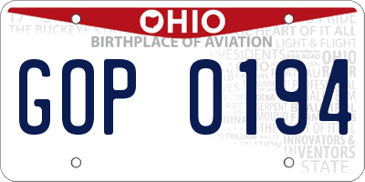 OH license plate GOP0194
