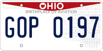 OH license plate GOP0197
