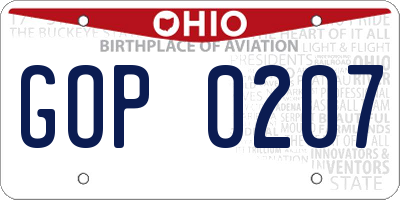 OH license plate GOP0207