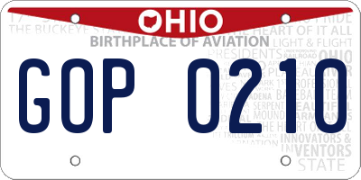 OH license plate GOP0210