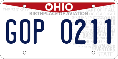 OH license plate GOP0211