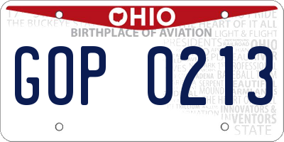 OH license plate GOP0213