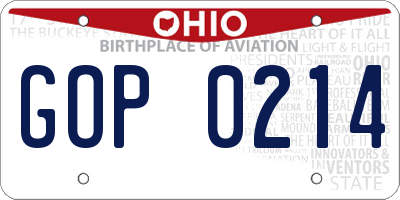 OH license plate GOP0214
