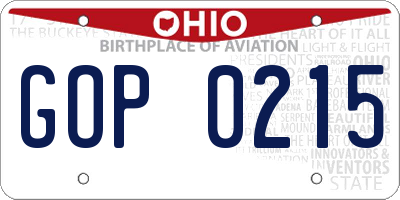 OH license plate GOP0215
