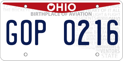 OH license plate GOP0216