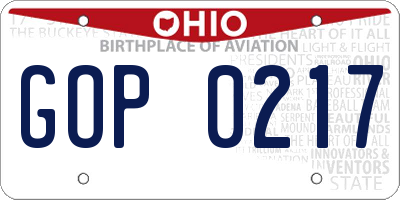 OH license plate GOP0217