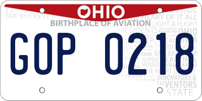 OH license plate GOP0218