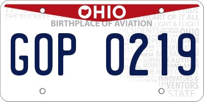 OH license plate GOP0219