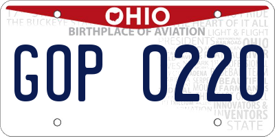 OH license plate GOP0220