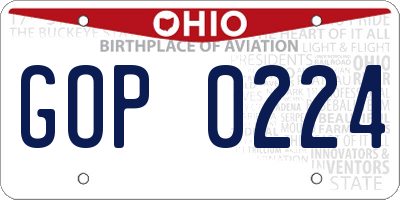 OH license plate GOP0224