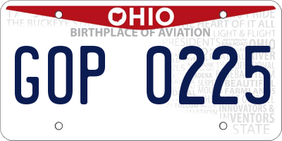 OH license plate GOP0225