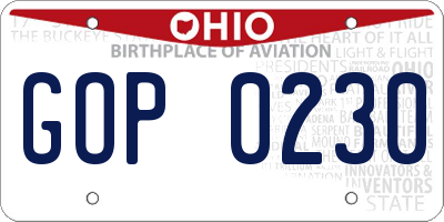 OH license plate GOP0230
