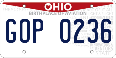 OH license plate GOP0236