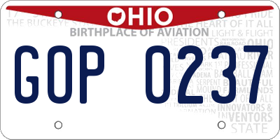 OH license plate GOP0237