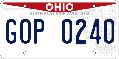 OH license plate GOP0240