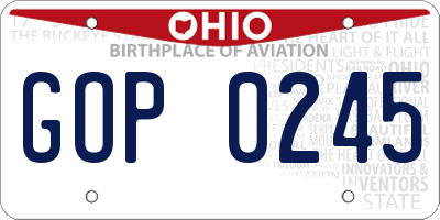 OH license plate GOP0245