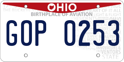 OH license plate GOP0253