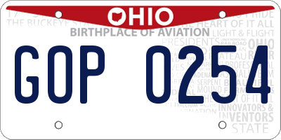 OH license plate GOP0254