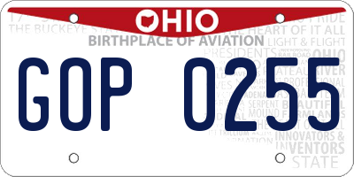OH license plate GOP0255