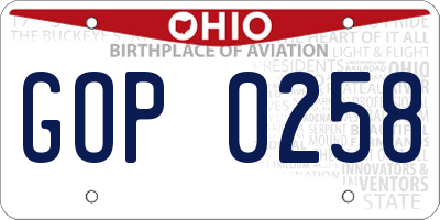 OH license plate GOP0258