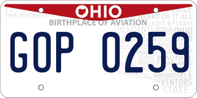OH license plate GOP0259