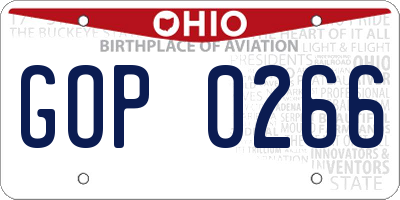 OH license plate GOP0266