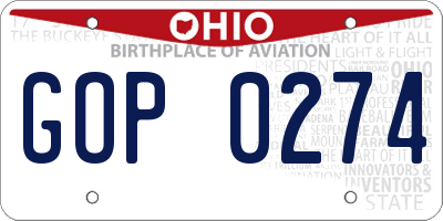 OH license plate GOP0274