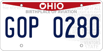 OH license plate GOP0280