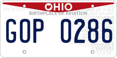 OH license plate GOP0286