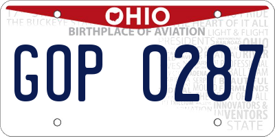 OH license plate GOP0287