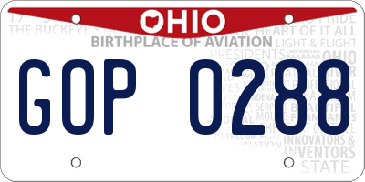 OH license plate GOP0288