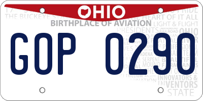 OH license plate GOP0290