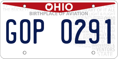 OH license plate GOP0291