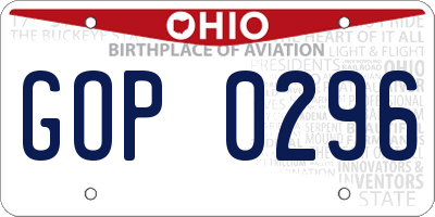 OH license plate GOP0296