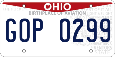 OH license plate GOP0299