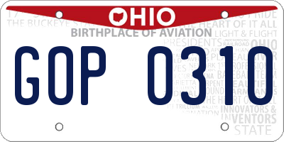 OH license plate GOP0310