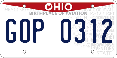 OH license plate GOP0312