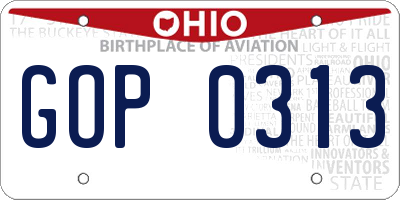 OH license plate GOP0313
